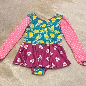 Sweet honey Girls Floral & Lemon Skirted Leotard - Pink, Teal, Plum